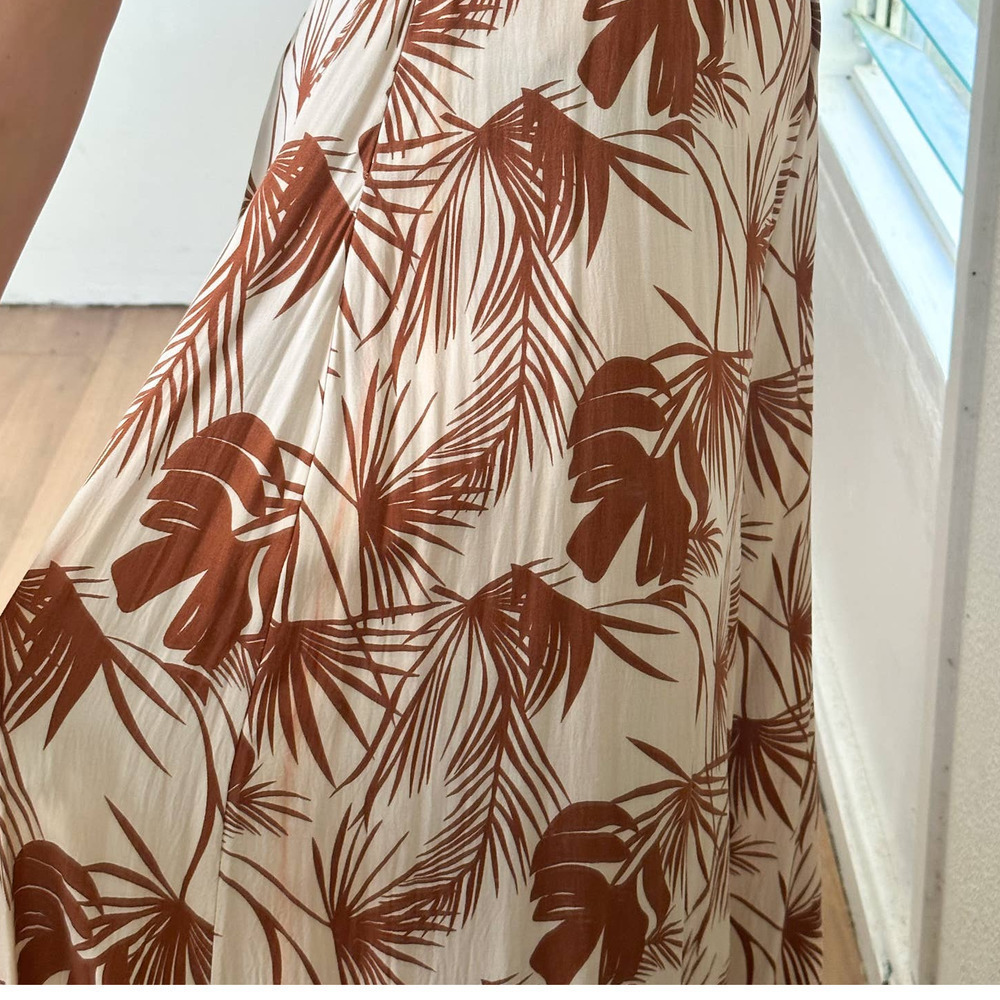 Aakaa Tropical Wide Leg Set Beige Size Small - Picture 13 of 16